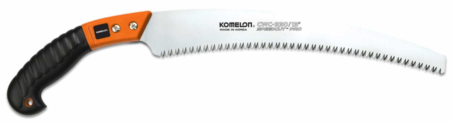 Komelon Pruning Saw. Firm grip, curved blade. Japanese high carbon steel.